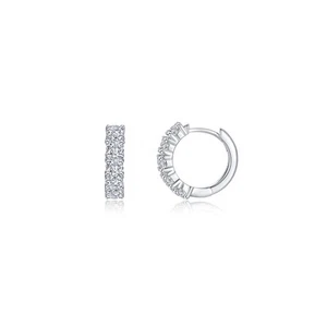BRAND NEW Lafonn 925 Silver Platinum Bonded Clara Huggie Earrings E0648CLP00 - Picture 1 of 1
