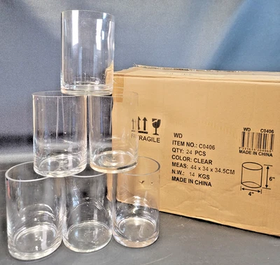 24 jarrones cilíndricos de vidrio transparente ~ 6 pulgadas Alto - Centro de mesa de boda Foto 1 de 4