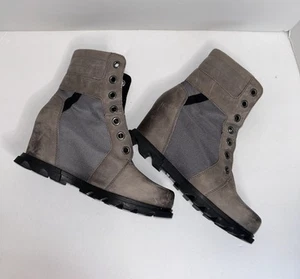 Sorel Joan of Arctic Waterproof Wedge III Lexie Bootie Quarry Sz 11 Grey Tan - Picture 1 of 10