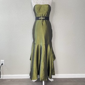 Vintage Betsy & Adam Prom Mermaid Dress Beaded 10 Chartreuse Y2K Whimsygoth Goth