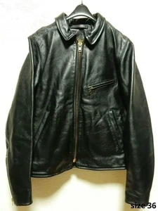 VANSON ENFIELD Single Riders Leather Jacket Black Men 36 Used Made in USA - Picture 1 of 5