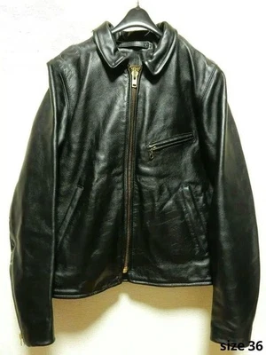 VANSON ENFIELD Single Riders Leather Jacket Black Men 36 Used Made in USA - Image 1 of 4