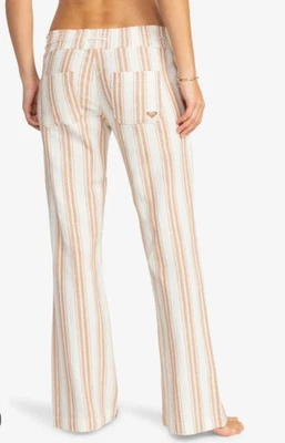 Pantalón de playa Roxy Oceanside acampanado surfista niña peso medio algodón lino talla M Foto 1 de 4