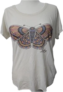 Lucky Brand Women’s Butterfly Graphic T-Shirt ,Marshmallow White, Size Small. - Picture 1 of 4