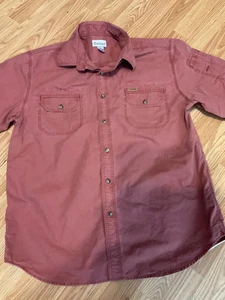 VTG/2008 CARHARTT Red Mens Shirt 100% Cotton Rusty Red Button Up 2 Pockets - Picture 1 of 9