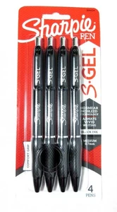 (4-Pk) Sharpie Pen S Gel Black Ink Medium 0.7mm Comfort Grip - Picture 1 of 2