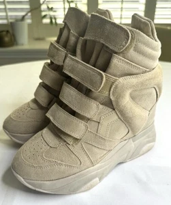 Isabel Marant Beige Suede Calfskin Leather Balskee Wedge EU Size 36 US 5.5 - Picture 1 of 11