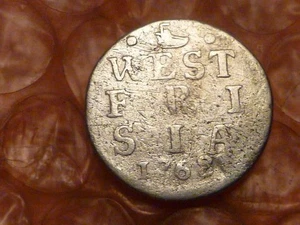 1768/7 Overdate Colonial Dutch NY WEST FRISIA 1st. USA Silver Dime Ship MM #DC - Picture 1 of 3