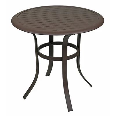 Garden Elements Aluminum Slat Top Bistro Table, Round Espresso, Rust, 30” - Image 1 of 2