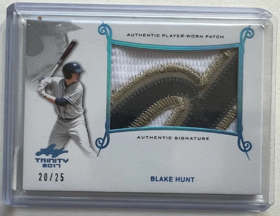 2017 LEAF TRINITY "BLUE PATCH" #PA-BH1 BLAKE HUNT 3-COLOR PATCH #20/25 063025 - Image 1 of 1