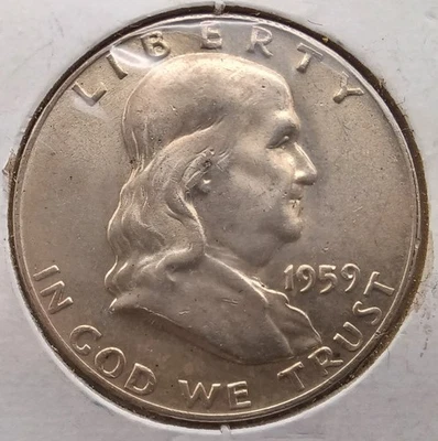 1959-D U.S. 90% Silver Franklin Half Dollar - VG+ - Image 1 of 2