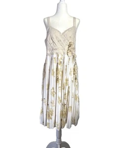 Anthropologie Deletta Tea and Sweets 3D Floral Eyelet Cotton Midi Dress Large - Picture 1 of 11