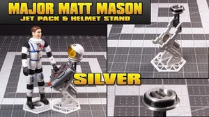 Major Matt Mason Jet Pack and Helmet Display Stand "White/Silver" New!! - Picture 1 of 8