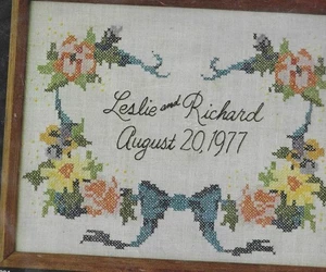 Cross Stitch Wedding Sampler - Flowers and Ribbons, Kit - Picture 1 of 1
