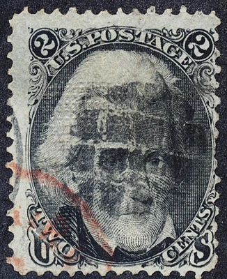 U.S. Classic #93 "F" Grill Fine 2 cent Black Jack with a Blk  & a Red CDS cancel - Image 1 of 2