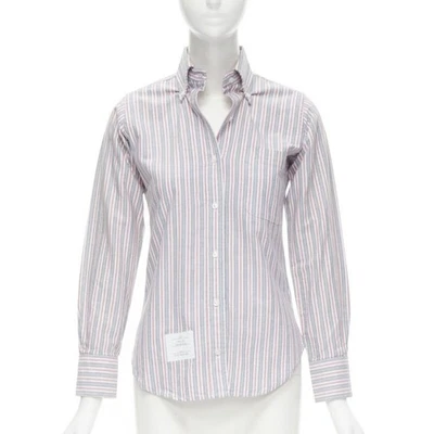 THOM BROWNE 2009 Signature grey red stripe cotton slim fit shirt US0 - Image 1 of 4