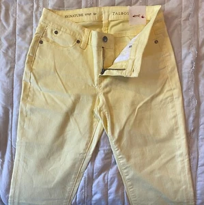 Talbots Petites Jeans Womens 4P Yellow Signature Crop Straight Leg Stretch Denim - Picture 1 of 14