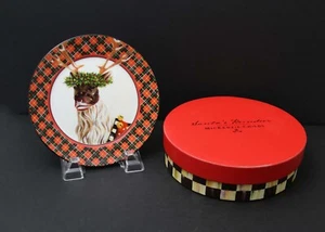 MacKenzie Childs Boxed Set of 4 Santa's Reindeer Plates EUC - Picture 1 of 5