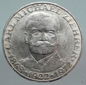 1972 AUSTRIA Musician Composer Carl Michael Ziehrer Silver 25 Shllng Coin i90143 - Picture 1 of 3