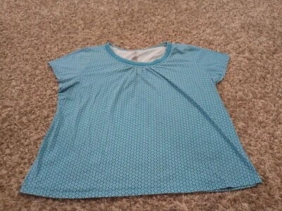 Camisa para mujer St Johns Bay talla 3X verde geométrica manga corta algodón modal Foto 1 de 4