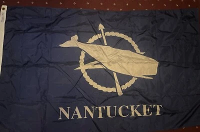 Annin Flag Blue & White Nantucket Sperm Whale Brass Grommets USA 3’x5’ Flag - Image 1 of 4