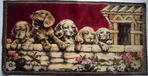 Vintage Dogs puppies at the wall Tapestry Wall hanging - Imagen 1 de 7