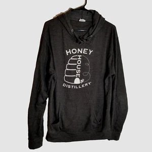Honey House Distillery Adult Large Fleece Hoodie Dark Charcoal Gray Long Sleeve - Picture 1 of 7