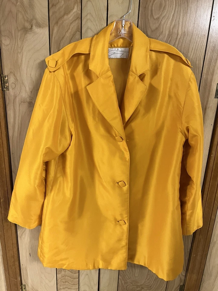 Chaqueta Blazer Genny De Gran Tamaño Naranja/Dorado 100% Seda Talla Mediana Usada en Excelente Condición Foto 1 de 4