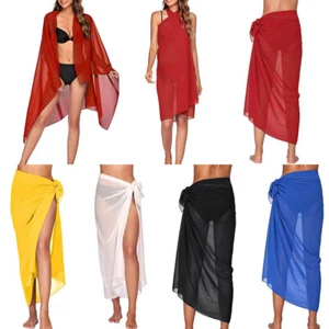 Sarong Beach Cover Up Mailwear Wrap Bikini Jupe Robe De Vacances Badeanzug § - Bild 1 von 25