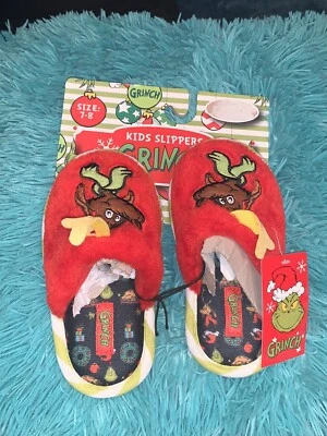 NUEVO CON ETIQUETAS Dr. Seuss Niños 'Grinch Zapatillas Max Sin Cordones Zueco Casa Zapatos 7/8 Foto 1 de 2