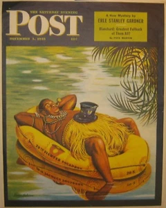 Stevan Dohanos 1945 SATURDAY EVENING POST 'Native in Army Raft' WW II Poster - Picture 1 of 11