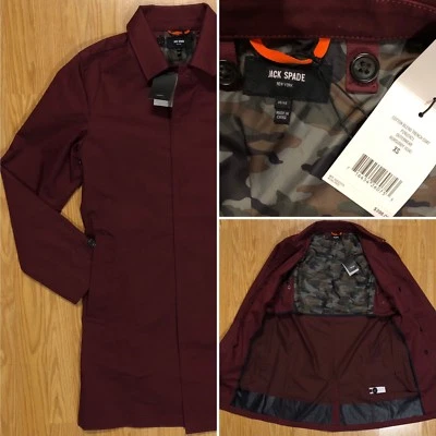 JACK SPADE Burgundy Water Resistant Trench Coat • Men’s XS • NWT • $398 MSRP - Image 1 of 4