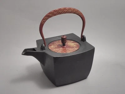 Rectangle Kotetsubin - Treasure & Bamboo - 500 ml/cc - Small Iron Teapot Kettle - Image 1 of 4