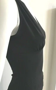 US Designer MCM? Black Sleeveless V-Neck X-Over to Under Bust Thin Short Top S - Picture 1 of 12