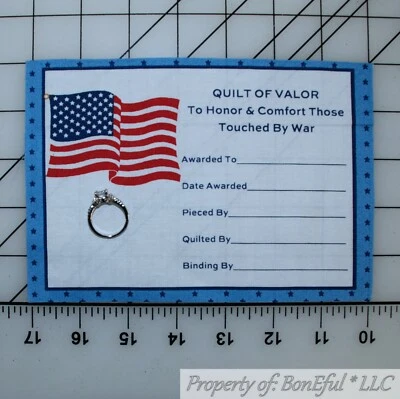 BonEful Fabric Cotton Quilt VTG American Flag Applique Block Valor Military SALE - Image 1 of 4