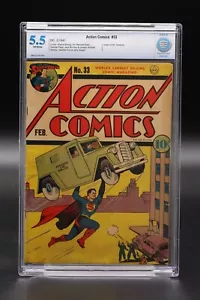 Action Comics (1938) #33 Wayne Boring CBCS 5,5 OW pagine Origine di Mr. America - Foto 1 di 3