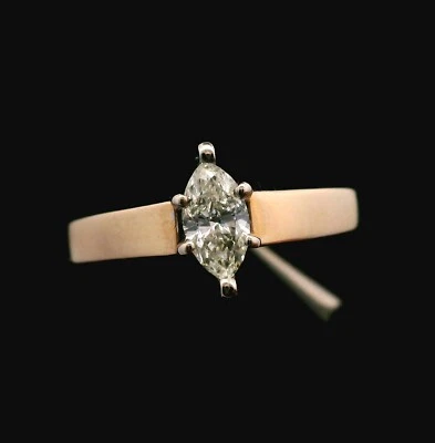 Anillo de diamantes de oro amarillo de 14 quilates y 10 quilates de 0,33 quilates - tamaño 8 - 3,20 g Foto 1 de 4