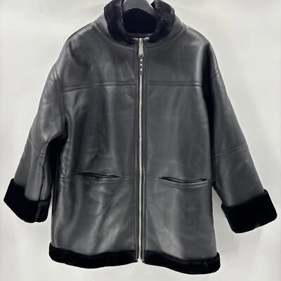 NWOT Rebecca Minkoff Women Faux Fur Lined Full Zip Fashion Jacket, Black Size XL - Image 1 of 3