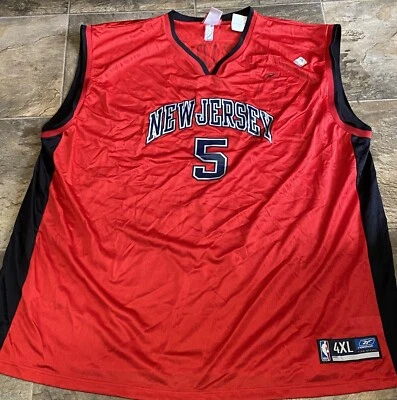 Jason Kidd new NEW JERSEY NETS REEBOK NBA red Throwback jersey - Image 1 of 2