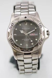 Armitron Men Watch Silver Stainless Steel 50m Battery Day Date Gray Quartz - Picture 1 of 6