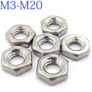 Tuercas hexagonales hexagonales de acero inoxidable M3 M4 M5 M6-M14 DIN439 304 - Imagen 1 de 4