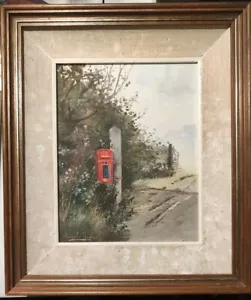 Vintage Original PAMELA HUGHES Öl auf Leinwand Gemälde "Briefkasten an einer Kreuzung" - Bild 1 von 7
