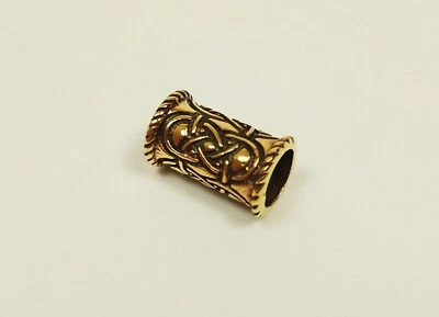 Haarschmuck Haarperle Bronze Keltische Knoten lang 8mm Öffnung Wikinger Kelten - Bild 1 von 4