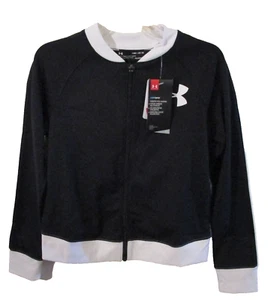 NWT Under Armour Girls UA Full-Zip Track Jacket YXL Black/White MSRP$40 - Picture 1 of 2