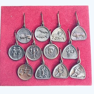 Vintage Massive Bronze Sternzeichen Medaillon Charm 18mm Anhänger Set 12 Charms X 12 - Bild 1 von 22