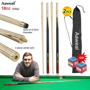 57" 2-Piece Ash Hardwood Pool Snooker Cues Billiard House Cue Sticks 9.5mm Tips - Picture 1 of 11