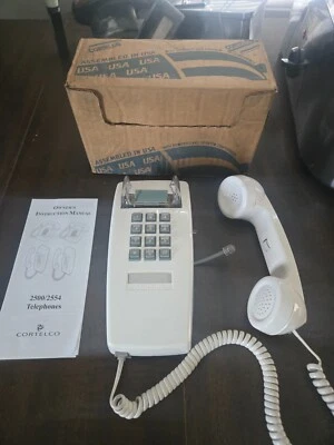 CORTELCO 255415-VBA-20M Corded Wall Mount Telephone White w/Volume-NIB - Image 1 of 4