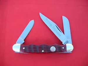 RARE BOKER GERMANY 3 BLADE HUNTERS STOCKMAN RED FINGER GROVE BONE HANDLES KNIFE - Picture 1 of 7
