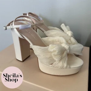 NIB Loeffler Randall Natalia Pearl Platform Bow Heel Sandals Size 37 - Picture 1 of 7