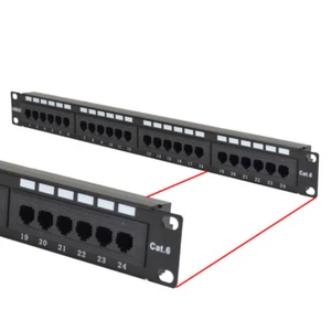 Panel de conexión Cat6 24 puertos red Ethernet LAN RJ45 UTP 1U montaje en rack 110 - Imagen 1 de 3